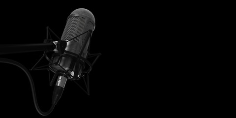microphone in studio at background 3d illustration