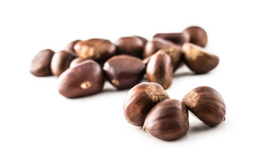 Chestnuts isolated on white background and studio shot
