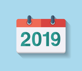 Flat vector calendar icon 2019