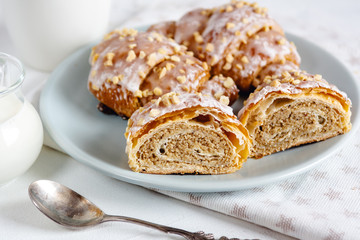 Polish traditional Saint Martin's croissants.Traditional pastries with white poppy seeds and nuts.