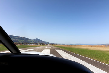 Sports airplane takeoff
