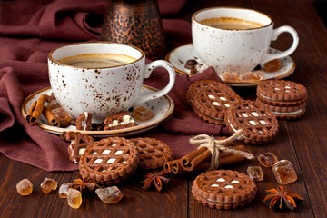Breakfast coffee  mug with tasty cookies
