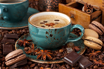 Breakfast coffee  mug with tasty cookies