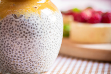 pudding kinoa with fruit puree. quinoa pudding