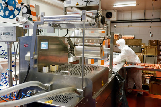 Modern sausage packing department