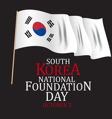 October 3 Republic of South Korea Foundation Day 2018. Vector Illustration