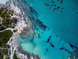 Beautiful beach top aerial view drone shot