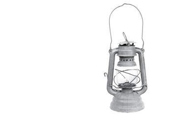 old gray petroleum lamp isolated on a white background and space for your text