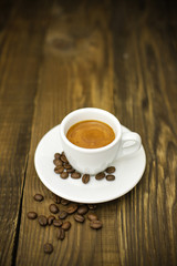 coffee espresso isolated on wooden table