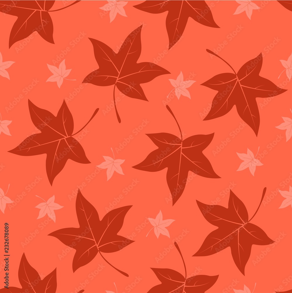 Poster red maple leaves vector seamless pattern background
