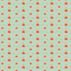 Maple and oak leaves small motif Autumn seamless pattern