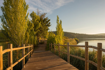 Wooden bridge in the ruidera lagoons