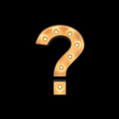 Marquee light Question mark symbol with clipping path. 3D illustration
