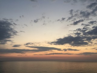 Naklejka na ściany i meble Sea Sunset View. Beautiful evening sunset. Meditterian sea.