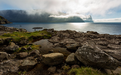 Beautiful shorelines in Faroe Islands filled with colourful algae