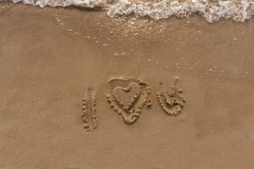 I Love You on Beach