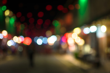 City, street, night defocused, light & blur bokeh. Colorful & dark background.