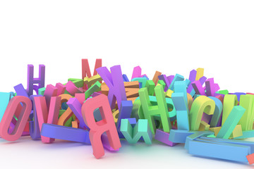 Fototapeta premium Illustrations of CGI typography, letter of ABC, alphabet for graphic design or wallpapers. Digital, education, bunch & text.