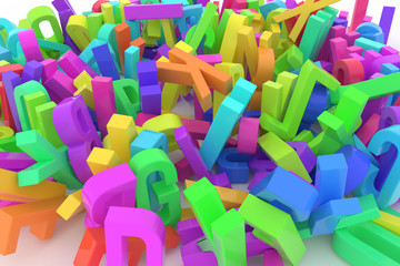 Fototapeta premium Decorative, illustrations CGI typography, alphabet, letter of ABC. Good for design texture, background. Colorful, education, communication & artwork.