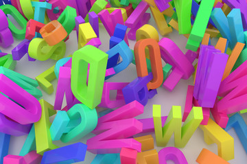 Fototapeta premium Decorative, illustrations CGI typography, alphabet, letter of ABC. Good for design texture, background. Abstract, graphic, stack & digital.