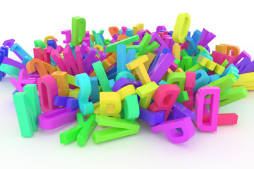 Fototapeta premium Background abstract CGI typography, letter of ABC, alphabet good for design. Backdrop, education, modeling & symbol.