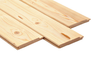 End of a wooden lining on a white background