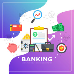 Banking. Flat design graphic elements. Modern vector illustration