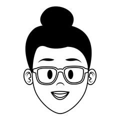 Woman face cartoon in black and white