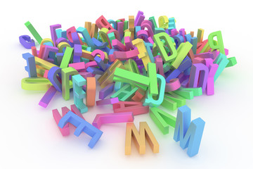 Background abstract CGI typography, letter of ABC, alphabet good for design. 3d, shape, communication & wallpaper.