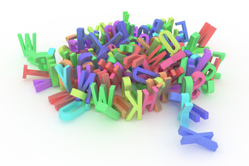 Fototapeta premium Illustrations of CGI typography, letter of ABC, alphabet for graphic design or wallpapers. Learn, rendering, backdrop & caption.
