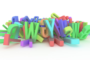 Background abstract CGI typography, letter of ABC, alphabet good for design. Caption, text, web & learn.