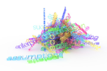 Background abstract CGI typography, bunch of business word for information overload good for design.