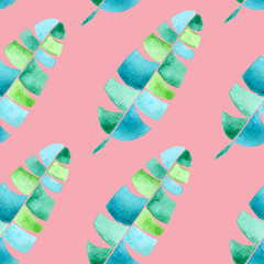 Tropical seamless pattern. Watercolor childlike pa