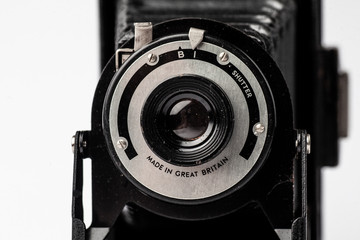 Vintage Folding Camera on white background
