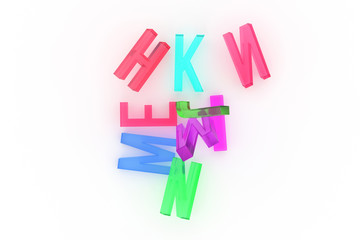 CGI typography, alphabetic character letter of ABC for design texture, background. Communication, title, concept & shape.