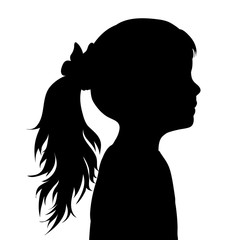 Vector silhouette of face of girl in profile.