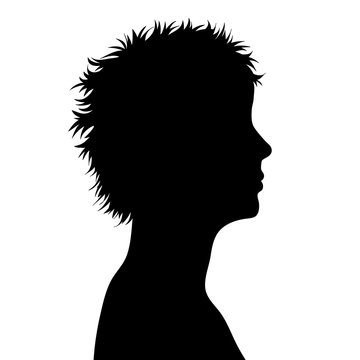 Vector silhouette of face of woman in profile.