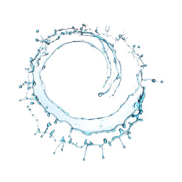 Water ring splash isolated on white background