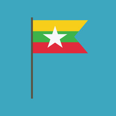 Myanmar flag icon in flat design