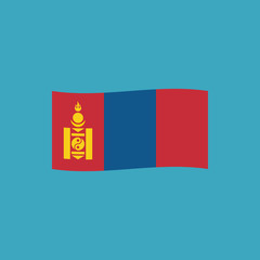 Mongolia flag icon in flat design