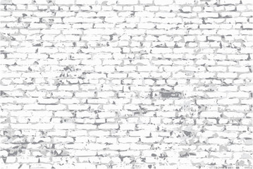 Rough brick wall with peeling plaster, vector image