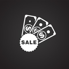 Money economy on sale on black background icon