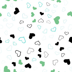 Light Blue, Green vector seamless background with hearts.