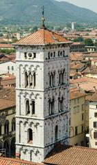 Fototapeta na wymiar white bell tower - view from top