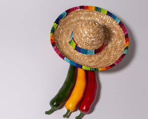 Mexican sombrero and peppers