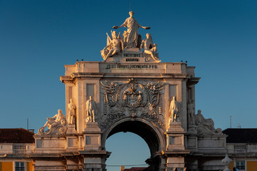 Fototapeta na wymiar Detail of the Augusta Street triumphal arch in the city of Lisbon, Portugal.
