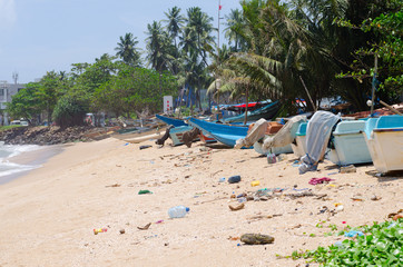 Pollution coast line plastic trash and garbage 