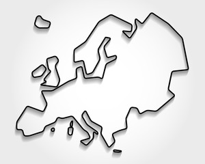 Europe black outline map - obrazy, fototapety, plakaty