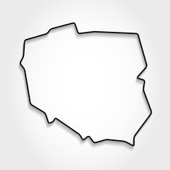 Poland, black outline map