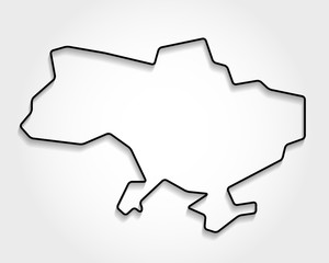 Ukraine, black outline map